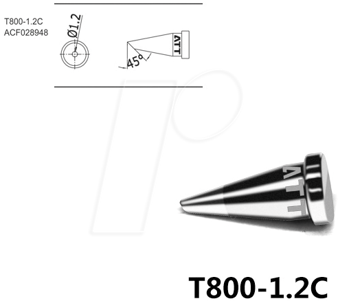 ATTEN T800-1,2C - Lötspitze, 1,2 mm, 45° angeschrägt, gerade von ATTEN