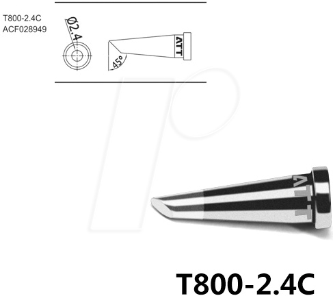 ATTEN T800-2,4C - Lötspitze, 2,4 mm, 45° angeschrägt, gerade von ATTEN