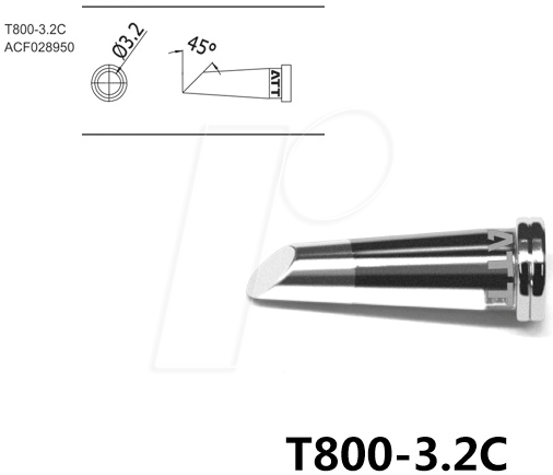 ATTEN T800-3,2C - Lötspitze, 3,2 mm, 45° angeschrägt, gerade von ATTEN