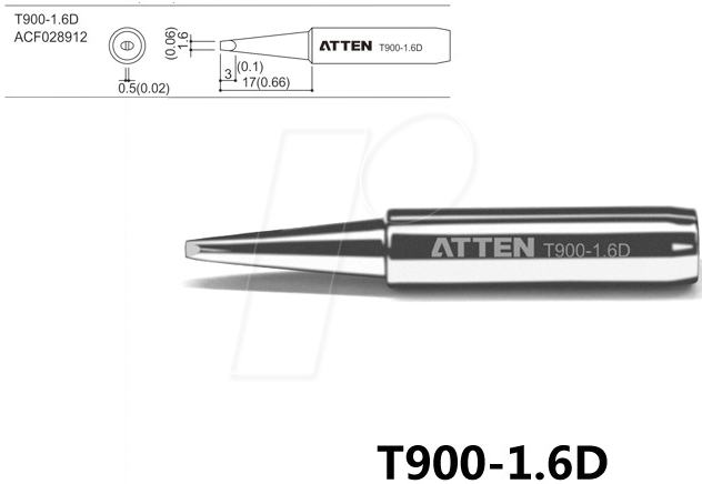 ATTEN T900-1,6D - Lötspitze, 1,6 mm, meißelförmig, gerade von ATTEN