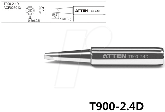 ATTEN T900-2,4D - Lötspitze, 2,4 mm, bleistiftförmig, gerade von ATTEN