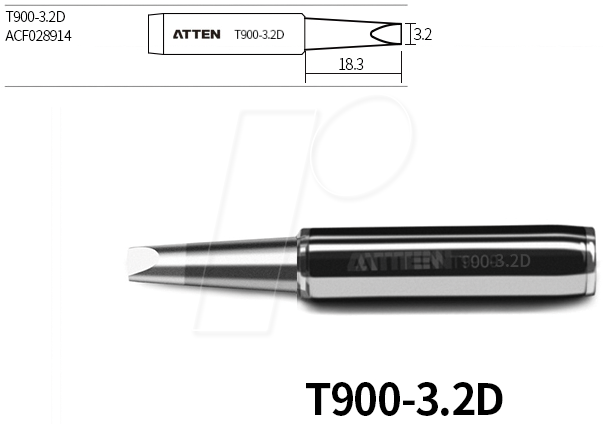 ATTEN T900-3,2D - Lötspitze, 3,2 mm, meißelförmig, gerade von ATTEN