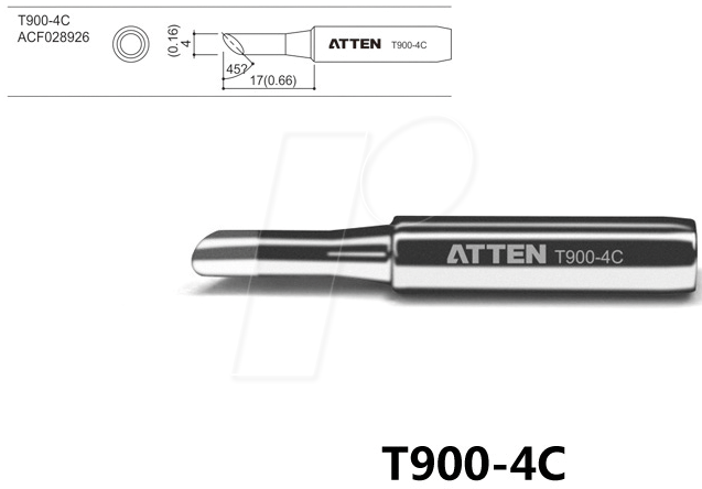 ATTEN T900-4C - Lötspitze, 4,0 mm, 45° angeschrägt, gerade von ATTEN