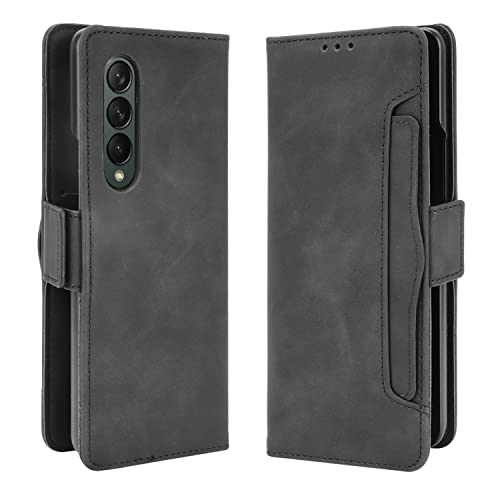 ATTUX Schutzhülle für Samsung Galaxy Z Fold 4 5G Handyhüll, [ Magnetverschluss, Kartenfach, Standfunktion ] HanDKCtasche Flip Magnet Wallet Case Tasche Lederhülle für Galaxy Z Fold 4 5G-Schwarz von ATTUX