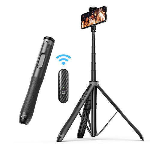 ATUMTEK 130CM Selfie Stick Stativ, Bluetooth Selfie Stick mit Hochbelastbarem Aluminium und Rutschfesten Dreibein Füßen für iPhone und Android-Handy Selfie, Videoaufnahme, Videoblogs Live Streaming von ATUMTEK