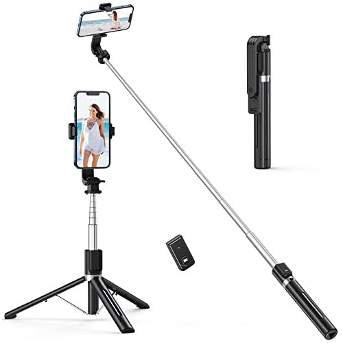 ATUMTEK 49" Selfie Stick Stativ, Stabiles Stativ mit Abnehmbarer Bluetooth-Fernbedienung, Kompatibel mit iPhone 14 Pro Max/14 Plus/14/13/12/11, GoPro, Samsung, LG, Google Smartphones, Schwarz von ATUMTEK