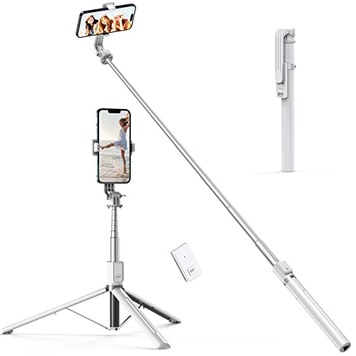 ATUMTEK 59" Selfie-Stick, Selfie-Stick mit Abnehmbarer Bluetooth-Fernbedienung, ausziehbarer Selfie-Stick für iPhone und Android, Videoaufnahme, Bloggen und Live-Streaming (Weiss) von ATUMTEK