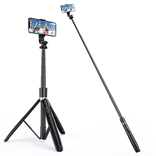 ATUMTEK Selfie-Stick 150CM 3 in 1 Selfie Stick Bluetooth Teleskop Selfie Stick Stativ mit Abnehmbarer Fernbedienung Telefon Stativ für iPhone 13 Pro Max, Samsung und andere Smartphones (150CM) von ATUMTEK