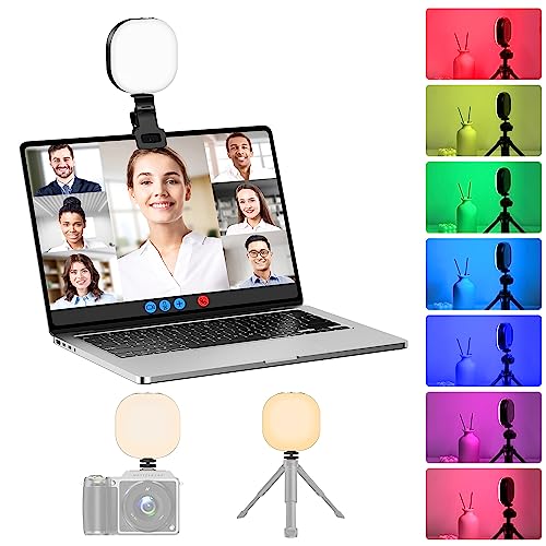 Video Licht RGB ATUMTEK LED Videoleuchte mit 2000 mAh Akku Licht Klein Dimmbare 3000-6700K,mit Kaltschuhhalterungen und Klemmen für Videokonferenzen,Makro Aufnahmen,Produktfotografie und YouTube Vlogs von ATUMTEK