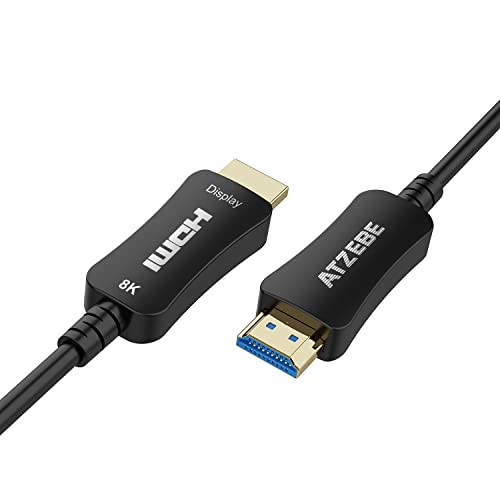 ATZEBE HDMI Glasfaserkabel HDMI 2.1 Kabel 100meter 48Gbps High-Speed Kabel of 8K@60Hz 4K@120Hz Support Dolby Dynamic HDR HDCP 2.3 eARC von ATZEBE