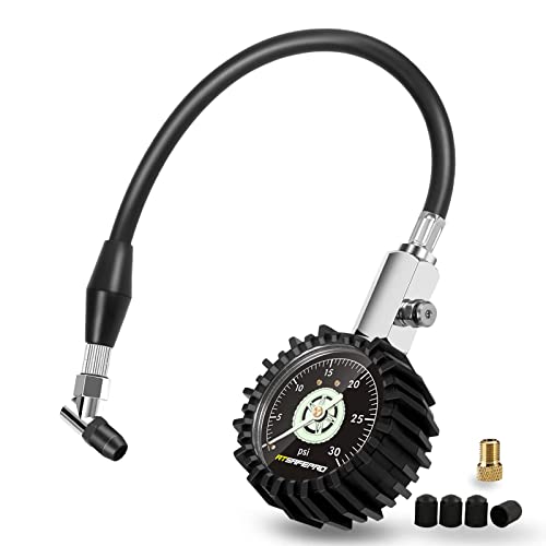 ATsafepro Reifendruckprüfer 30PSI, 2,5 "Mechanisches Reifendruckmessgerät mit Flexiblem Schlauch und Winkelschnabel, Analoges Luftdruckmessgerät Leucht im Dunkeln für ATV, Autos,LKWs, Fahrräder von ATsafepro