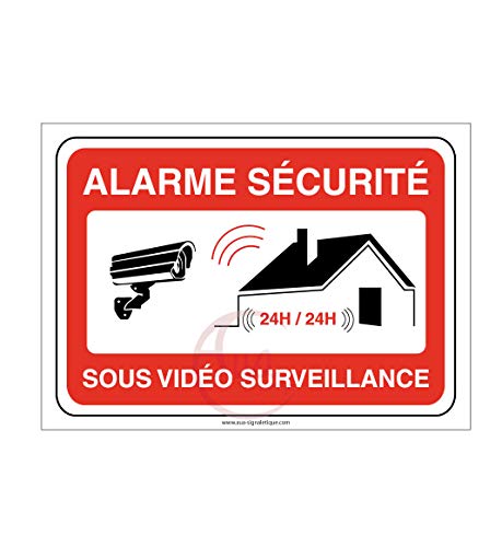 AUA SIGNALETIQUE - Autocollant Alarme sécurité sous vidéo Surveillance 24h/24 PROPRIÉTÉ PRIVÉE - 150x105 mm, Vinyl adhésif von AUA SIGNALETIQUE