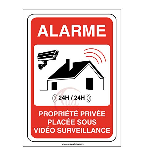 AUA SIGNALETIQUE - Autocollant propriété privée sous Alarme vidéo Surveillance 24H /24-150x210 mm, Vinyl adhésif von AUA SIGNALETIQUE