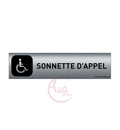 AUA SIGNALETIQUE - Plaque Aluminium brossé imprimé AluSign DARK - 200x50 mm - Double Face adhésif au dos (Sonnette d'appel) von AUA SIGNALETIQUE