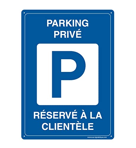 AUA SIGNALETIQUE - Schild vorgebohrt mit abgerundeten Ecken – Privatparkplatz – 300 x 420 mm, Aluminium Dibond 3 mm von AUA SIGNALETIQUE