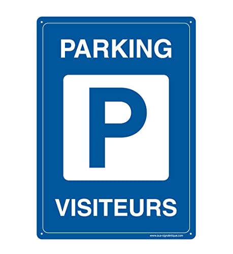 AUA SIGNALETIQUE - Vorgebohrt (4 Löcher) mit abgerundeten Ecken – Hart-PVC 1,5 mm – (350 x 490 mm, Parkplatzbesucher) von AUA SIGNALETIQUE
