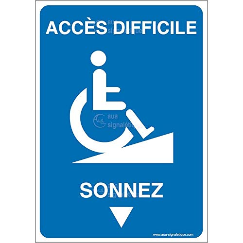 Aua Signaletique - Panneau Accès Difficile - Sonnez-Ai - 75X105 Mm, Vinyl Adhésif von AUA SIGNALETIQUE