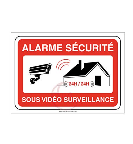Aua Signaletique - Panneau Alarme Sécurité sous Vidéo Surveillance 24H/24 Propriété Privée - 600X420 Mm, Pvc 1. 5 Mm von AUA SIGNALETIQUE