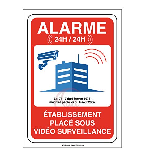 Aua Signaletique - Panneau Établissement sous Alarme Vidéo Surveillance 24H /24-150X210 Mm, Aluminium Dibond 3 mm von AUA SIGNALETIQUE