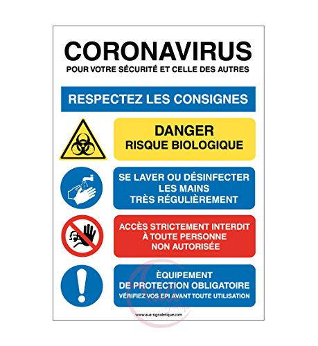 Aua Signaletique - Panneau de Signalisation Consignes avec 4 Pictogrammes - 450X630 Mm, Pvc 1. 5 mm von AUA SIGNALETIQUE