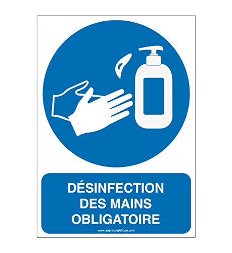 Aua Signaletique - Panneau de Signalisation Geste Barrière Désinfection des Mains Obligatoire 4-210X300 Mm, Vinyl Adhésif von AUA SIGNALETIQUE