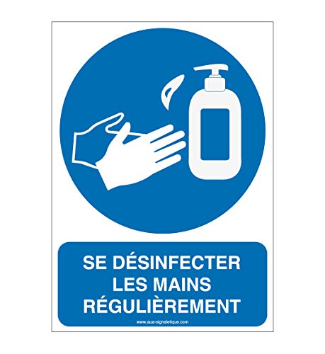 Aua Signaletique - Panneau de Signalisation Se Désinfecter les Mains Régulièrement - 450X630 Mm, Vinyl Adhésif von AUA SIGNALETIQUE