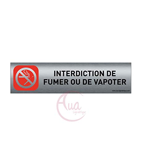 Plaque de porte aluminium brossé imprimé -Dimensions 200 x 50 mm - Double face adhésif au dos - Impression UV directement sur l'aluminium (Pas de contre collage) (interdit de fumer) von AUA SIGNALETIQUE