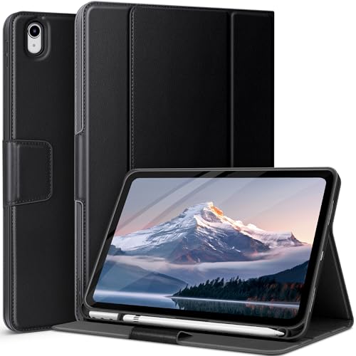 AUAUA Hülle für iPad (A16) 11./10. Generation (2025/2022), mit Stifthalter und Tasche, Multi-Winkel Ständer, Magnetverschluss, Auto Wachen/Schlafen (Schwarz) von AUAUA