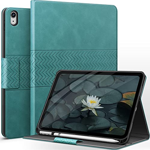 AUAUA Hülle für iPad 10. Generation 2022, 10,9 Zoll Hülle mit Apple Stifthalter, Auto Schlaf/Aufwach Funktion, PU Leder Cover (Grün) von AUAUA