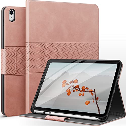 AUAUA Hülle für iPad 10. Generation 2022, 10,9 Zoll Hülle mit Apple Stifthalter, Auto Schlaf/Aufwach Funktion, PU Leder Cover (Rosa) von AUAUA