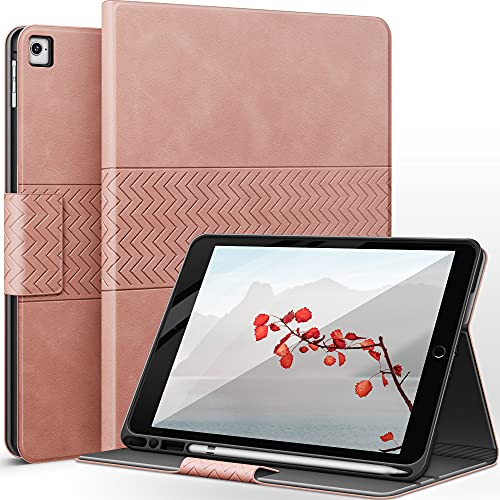 AUAUA Hülle für iPad 9.7 Zoll 2018/2017(6./5.Generation)/iPad Pro 9.7/iPad Air 2/Air 1 mit Stifthalter, Auto Schlaf/Aufwach Funktion, Magnetic Tasche Lederhülle (Rosa) von AUAUA