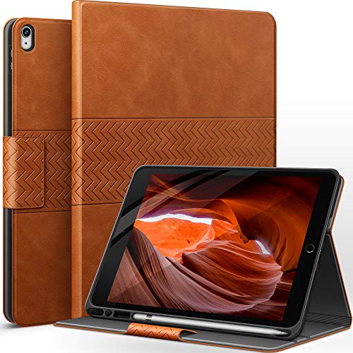 AUAUA Hülle für iPad Air 3 2019/iPad Pro 10.5 2017 mit Apple Stifthalter PU Leder Auto Schlaf/Wach Funktion, Magnetverschluss, Unterstützt Pencil 1 (Orange Brown) von AUAUA