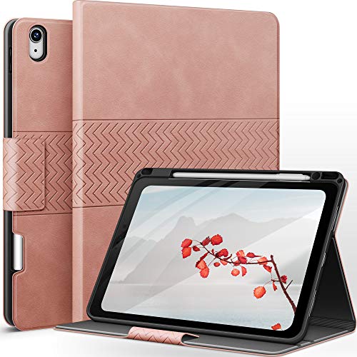 AUAUA Hülle für iPad Air 5. Generation(2022), iPad Air 4. Generation(2020), mit Stifthalter, Auto Schlaf/Aufwach, PU Leder, Magnetverschluss, Unterstützt Pencil 2 (Rosa) von AUAUA