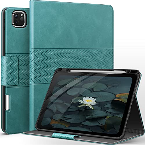 AUAUA Hülle für iPad Pro 12.9 Zoll 2022 (6. Generation)/2021 (5.Gen) / 2020 (4.Gen) / 2018 (3. Gen) mit Stifthalter, Auto Schlaf/Aufwach, PU Leder Folio Cover (Grün) von AUAUA