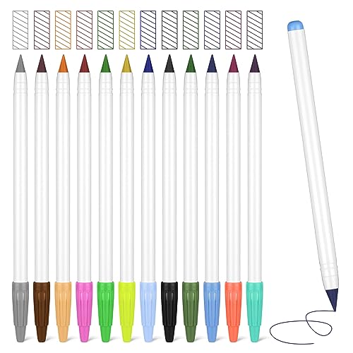 AUAUY 12 PCS Tintenloser Bleistift, Farbe Infinity Pencil, Wiederverwendbarer Everlasting Pencil, Zeichnen, Studenten Home Office School Supplies, Wechselkopf für Kinder und Erwachsene Bleistifte von AUAUY