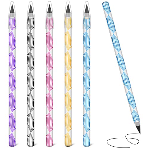 AUAUY 5 STÜCK Tintenloser Bleistift, Infinity-Bleistift, Wiederverwendbarer Ewiger Bleistift, Niedlicher Löschbarer Tragbarer Bleistift zum Schreiben, Zeichnen, Studenten, Heimbüro, Schulbedarf von AUAUY