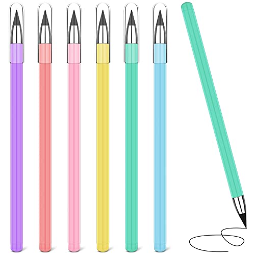 AUAUY 6 STÜCK Tintenloser Bleistift, Infinity Pencil, Wiederverwendbarer Everlasting Pencil, Austauschbarer Inkless Pencil zum Schreiben, Zeichnen, Studenten Home Office School Supplies von AUAUY