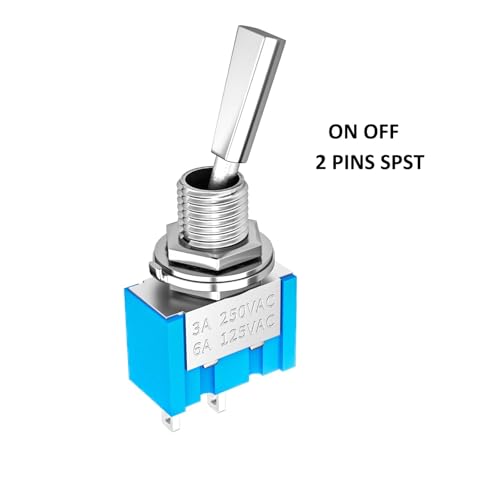 Marineschalter, 10 STÜCKE Mini Kippschalter 3 Position 2 Position EIN AUS EIN DPDT SPST DPST 6A 125VAC 3A 250VAC Rast Flachgriff for Auto Lkw(ON OFF 2Pin) von AUBEST
