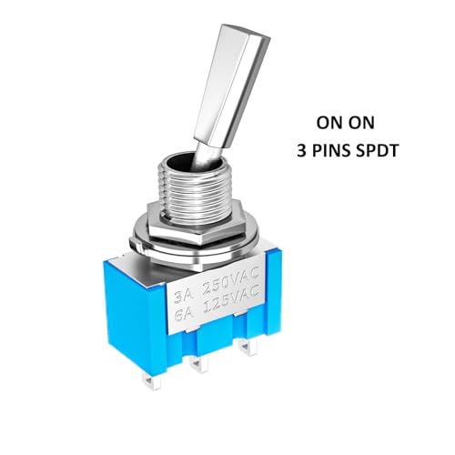 Marineschalter, 10 STÜCKE Mini Kippschalter 3 Position 2 Position EIN AUS EIN DPDT SPST DPST 6A 125VAC 3A 250VAC Rast Flachgriff for Auto Lkw(ON ON 3Pin) von AUBEST