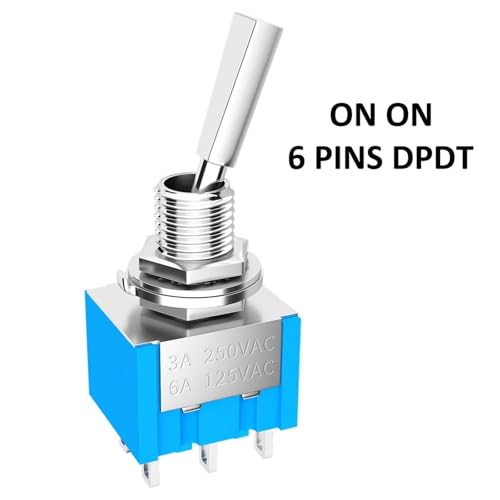 Marineschalter, 10 STÜCKE Mini Kippschalter 3 Position 2 Position EIN AUS EIN DPDT SPST DPST 6A 125VAC 3A 250VAC Rast Flachgriff for Auto Lkw(ON ON 6Pin) von AUBEST