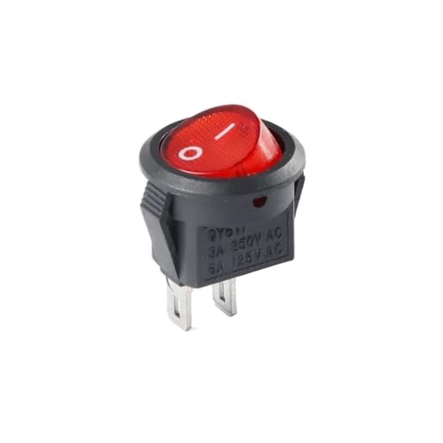 Marineschalter, 10 Stück kleine runde Wippschalter LED beleuchtet Auto Bord Boot Van KCD-15 15 mm 2/3-polige E/A-Taste Netzschalter(2p clear red) von AUBEST