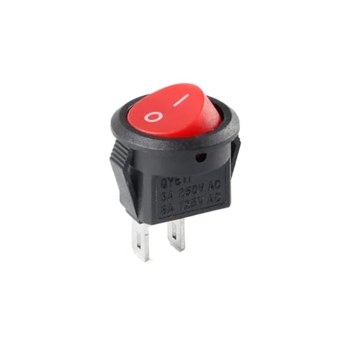 Marineschalter, 10 Stück kleine runde Wippschalter LED beleuchtet Auto Bord Boot Van KCD-15 15 mm 2/3-polige E/A-Taste Netzschalter(Red 2p) von AUBEST