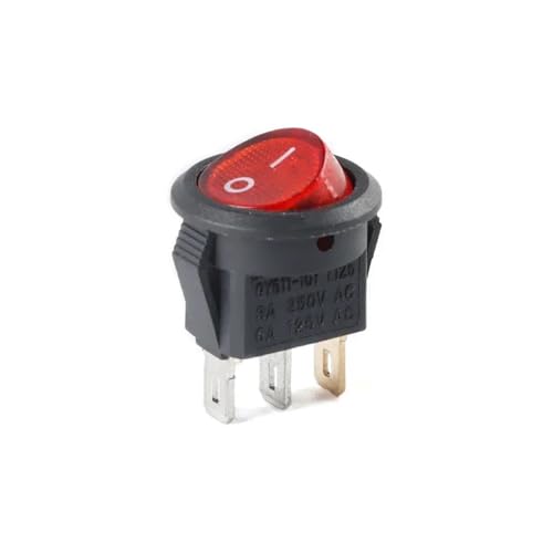 Marineschalter, 10 Stück kleine runde Wippschalter LED beleuchtet Auto Bord Boot Van KCD-15 15 mm 2/3-polige E/A-Taste Netzschalter(Red with) von AUBEST