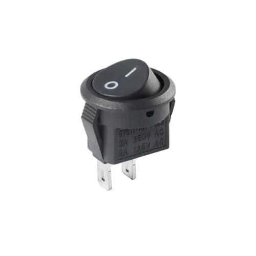 Marineschalter, 10 Stück kleine runde Wippschalter LED beleuchtet Auto Bord Boot Van KCD-15 15 mm 2/3-polige E/A-Taste Netzschalter(Round black 2p) von AUBEST