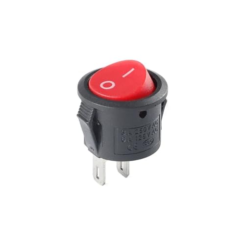 Marineschalter, 10 Stück kleine runde Wippschalter LED beleuchtet Auto Bord Boot Van KCD-15 15 mm 2/3-polige E/A-Taste Netzschalter(Round red 2p) von AUBEST