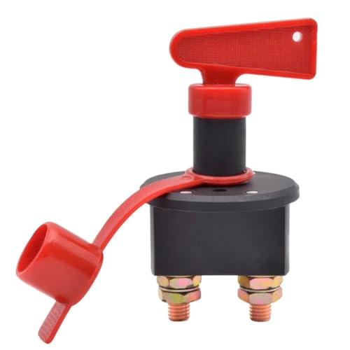 Marineschalter, 12V 24V DC Autobatterie-Trennschalter Trennschalter Abschaltung Kill Switch Leistungsschalter Hauptstrom Drehschlüsselschalter 400A for LKW Boot(Red Cap) von AUBEST