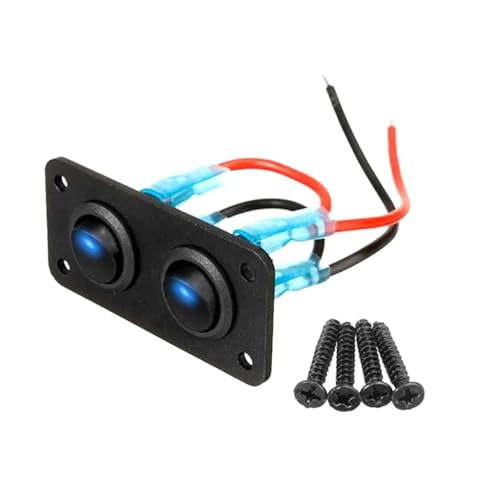Marineschalter, 12V Multifunktionales 1-4-Gang-Wippschalter-Steuertastenfeld for Auto, Boot, Marine, Wohnmobil, LKW, blaue LED, Styling-Zubehör(2 buttons) von AUBEST