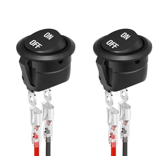 Marineschalter, 2/5/10 Stücke 12V Runder Wippschalter EIN/AUS SPST 2Pin Kippschalter Mit Drähten 6A/250V 10A/125V AC for Automobilboot(2pcs) von AUBEST