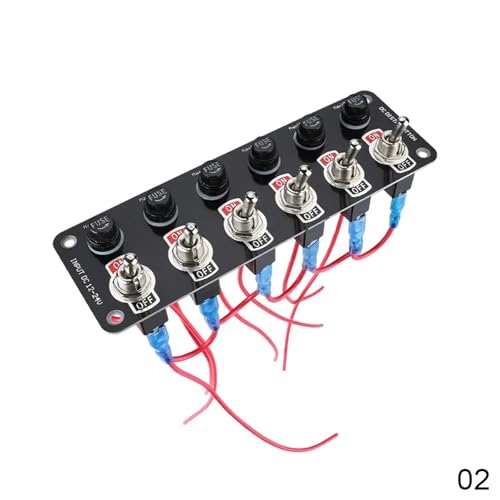 Marineschalter, 3/6 Gang Kippschalter Panel Ein/Aus Wippschalter Mit 10A Sicherung Rennwagen RV Camper Marine Boot Yacht 12V/24V Schalter(6 Gang Panel) von AUBEST