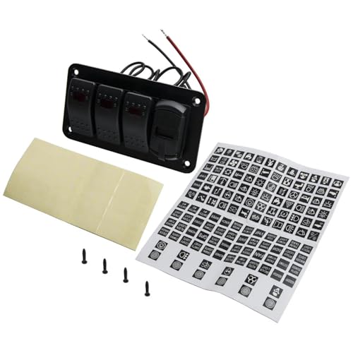 Marineschalter, 4-Gang Kippschalter Panel mit USB Rote LED for Auto Boot Marine RV Lkw Marineschalter, 4-Gang Kippschalter Panel mit USB Rote LED for Auto Boot Marine RV Lkw von AUBEST